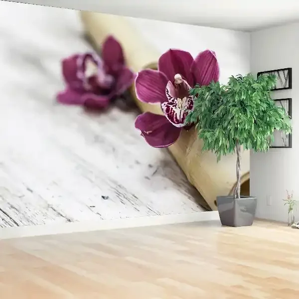Fotomural De la orquídea madera